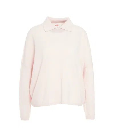 Mvm Knitted Sweater With Polo Neck In Pink