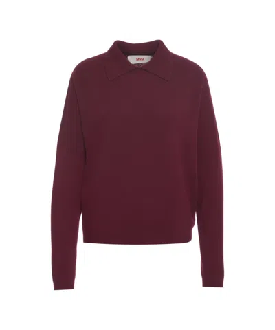 Mvm Knitted Sweater With Polo Neck In Purple