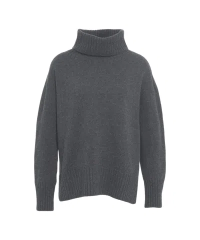 Mvm Merino Wool And Cashmere Turtleneck Sweater In Gray