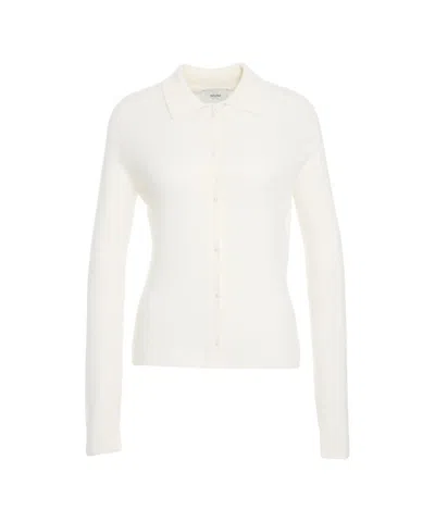 Mvm Polo Collar Knit Sweater In White