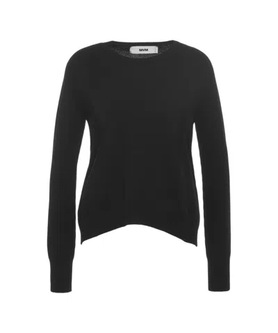 Mvm Round Neck Cashmere Sweater In Black