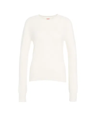 Mvm Round Neck Knit Sweater In White
