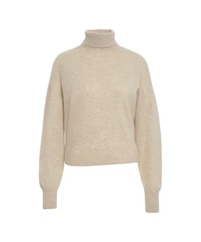 Mvm Soft Knit Dolcevita Sweater In Neutral