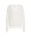 Mvm Striped Knit Sweater With Classic V-neck In White