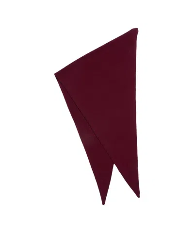 Mvm Triangular Burgundy Scarf In Soft Knit Fabric In Blue