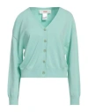 Mvm Woman Cardigan Light Green Size 10 Viscose, Polyester