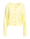 Mvm Woman Cardigan Yellow Size 8 Viscose, Polyester In Yellow