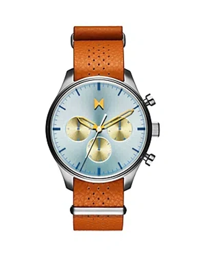 Mvmt Airhawk Leather Chronograph Strap Watch, 42mm In Blue/orange