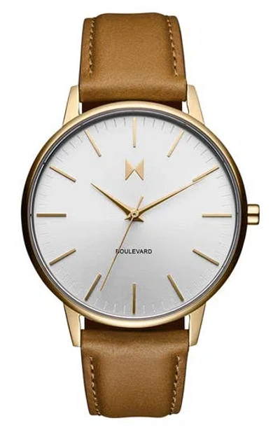 Mvmt Boulevard Quartz Leather Strap Watch, 38mm In Brown