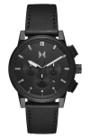Mvmt Men's Chrono Ii Black Leather Strap Watch 44mm In Black