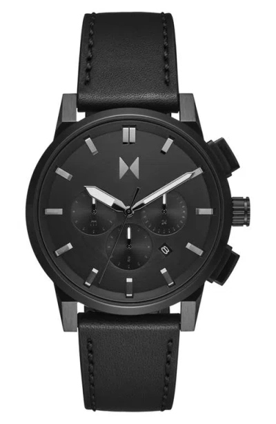 MVMT MVMT CHRONO 2 CHRONOGRAPH LEATHER STRAP WATCH, 44MM