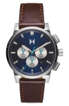 Mvmt Men's Chrono Ii Dark Brown Leather Strap Watch 44mm In Brown Blue