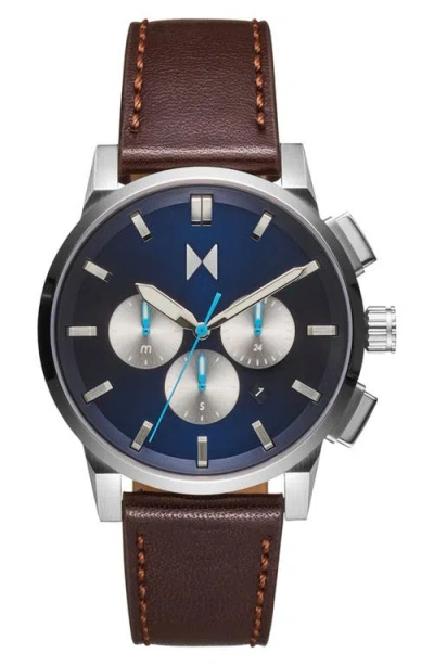 MVMT MVMT CHRONO 2 CHRONOGRAPH LEATHER STRAP WATCH, 44MM