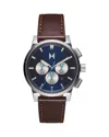 Mvmt Men's Chrono Ii Dark Brown Leather Strap Watch 44mm In Blue/brown