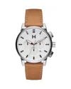 Mvmt Men's Chrono Ii Brown Leather Strap Watch 44mm In White/brown