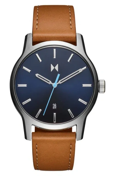 MVMT MVMT CLASSIC II LEATHER STRAP WATCH, 44MM