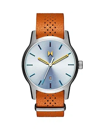 Mvmt Classic Ii Leather Strap Watch, 44mm In Blue/orange