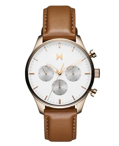 MVMT MEN'S AIRHAWK TAN LEATHER STRAP WATCH 42MM