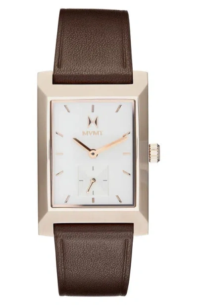 Mvmt Newporter Leather Strap Watch, 27.5mm