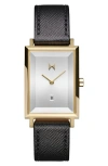Mvmt Women's Signature Square Black Leather Strap Watch ,24mm In Black