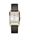 Mvmt Women's Signature Square Black Leather Strap Watch ,24mm In White/gold