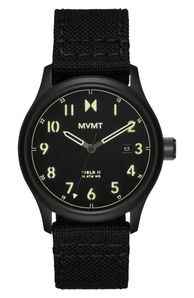 Mvmt Watches Field Ii Nylon Strap Watch, 41mm In Black