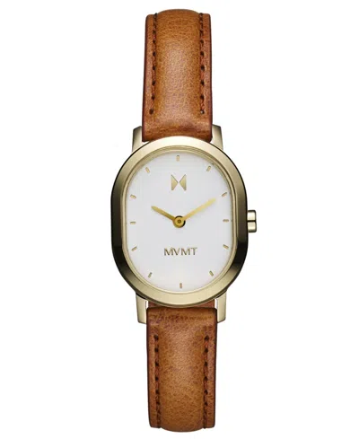 MVMT WOMEN'S CARMEL OVAL BROWN CALFSKIN LEATHER STRAP WATCH, 25MM