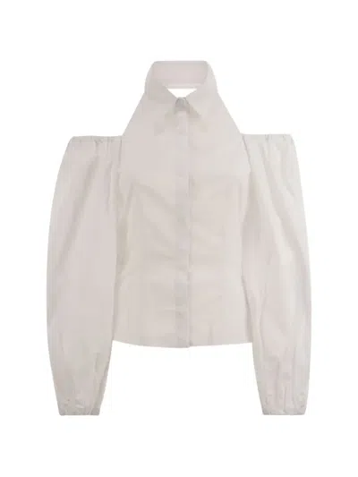 Mvp Wardrobe Cotton Shirt With Balloon Sleeves In White