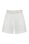 Mvp Wardrobe Bermuda Shorts In Linen In Bianco Ottico