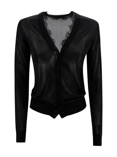 Mvp Wardrobe Cardigan Sweater With Lace Detail