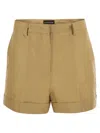 Mvp Wardrobe Cotton And Silk Bermuda Shorts In Brown