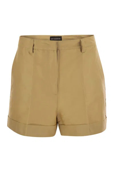 Mvp Wardrobe Cotton And Silk Bermuda Shorts In Sand