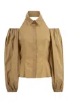 Mvp Wardrobe Cotton Shirt With Balloon Sleeves In Beige