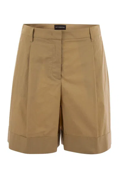 Mvp Wardrobe Cotton Shorts With Concealed Zip In Brown