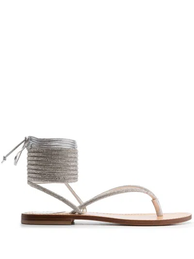Mvp Wardrobe Crystal-embellished Ankle-strap Sandals In Silver