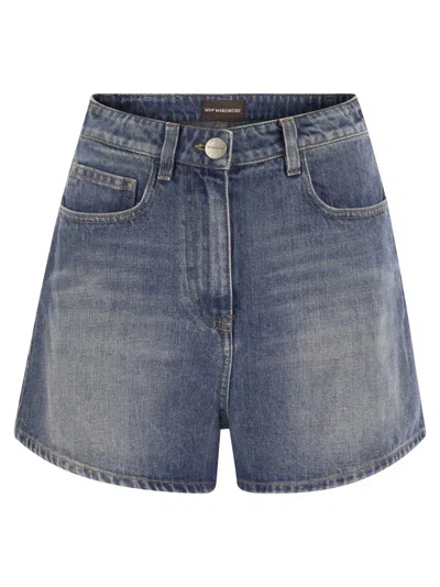 Mvp Wardrobe Denim 5 Pocket Shorts In Blue