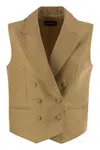 Mvp Wardrobe Double-breasted Cotton And Silk Waistcoat In Beige