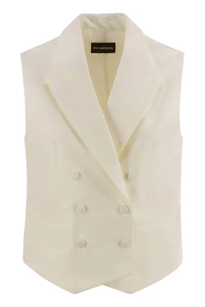 MVP WARDROBE MVP WARDROBE DOUBLE-BREASTED COTTON AND SILK WAISTCOAT