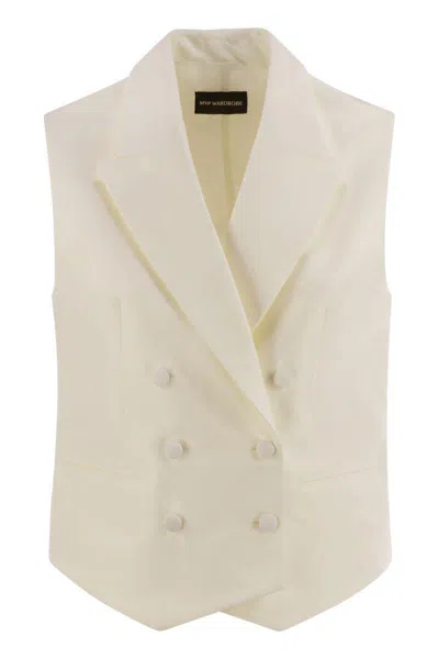 MVP WARDROBE MVP WARDROBE DOUBLE-BREASTED COTTON AND SILK WAISTCOAT
