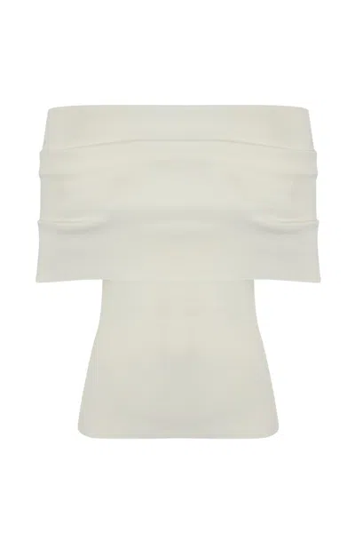 Mvp Wardrobe Flowing Viscose Sweater In Bianco Latte