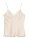 Mvp Wardrobe Satin Tank Top With Lace Inserts In Neutrals