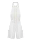 Mvp Wardrobe Linen Jumpsuit With Contrasting Profiles In White