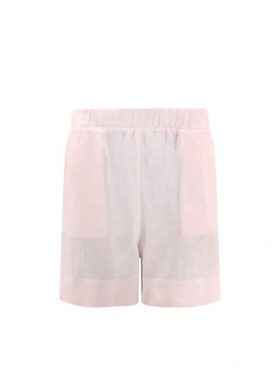 MVP WARDROBE LINEN SHORTS WITH LATERAL FRAYED PROFILES