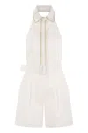 Mvp Wardrobe Linen Jumpsuit With Contrasting Profiles In White