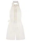 Mvp Wardrobe Linen Jumpsuit With Contrasting Profiles In White