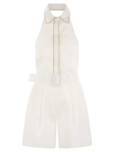 MVP WARDROBE LINEN SLEEVELESS ROMPER SUIT