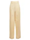 Mvp Wardrobe Satin Trousers With Wide Leg In Beige
