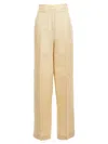 Mvp Wardrobe Satin Trousers With Wide Leg In Beige