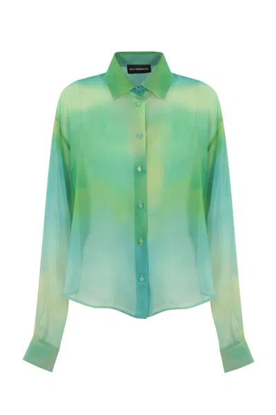 Mvp Wardrobe Multicolor Silk Shirt In Stampa Fondo Azzurro