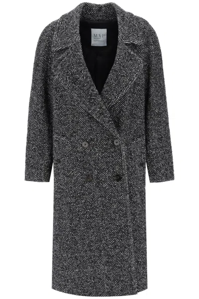 Mvp Wardrobe Slit Detail Buttoned Long Coat In Black